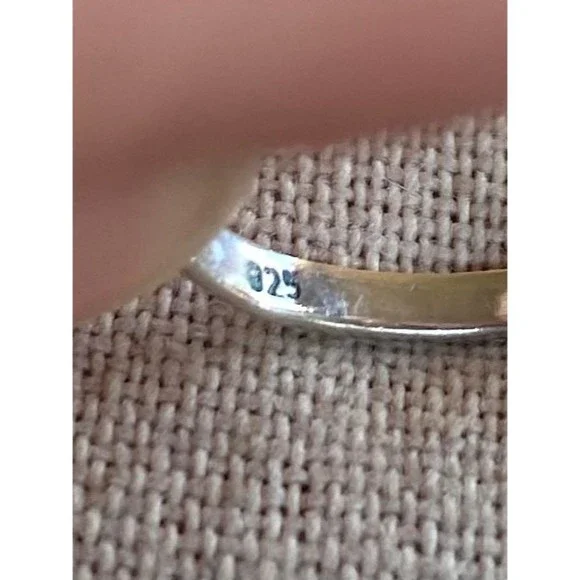 Moonstone Faceted Sterling Silver Stamped Ring Sz 7.75 - Picture 6 of 9